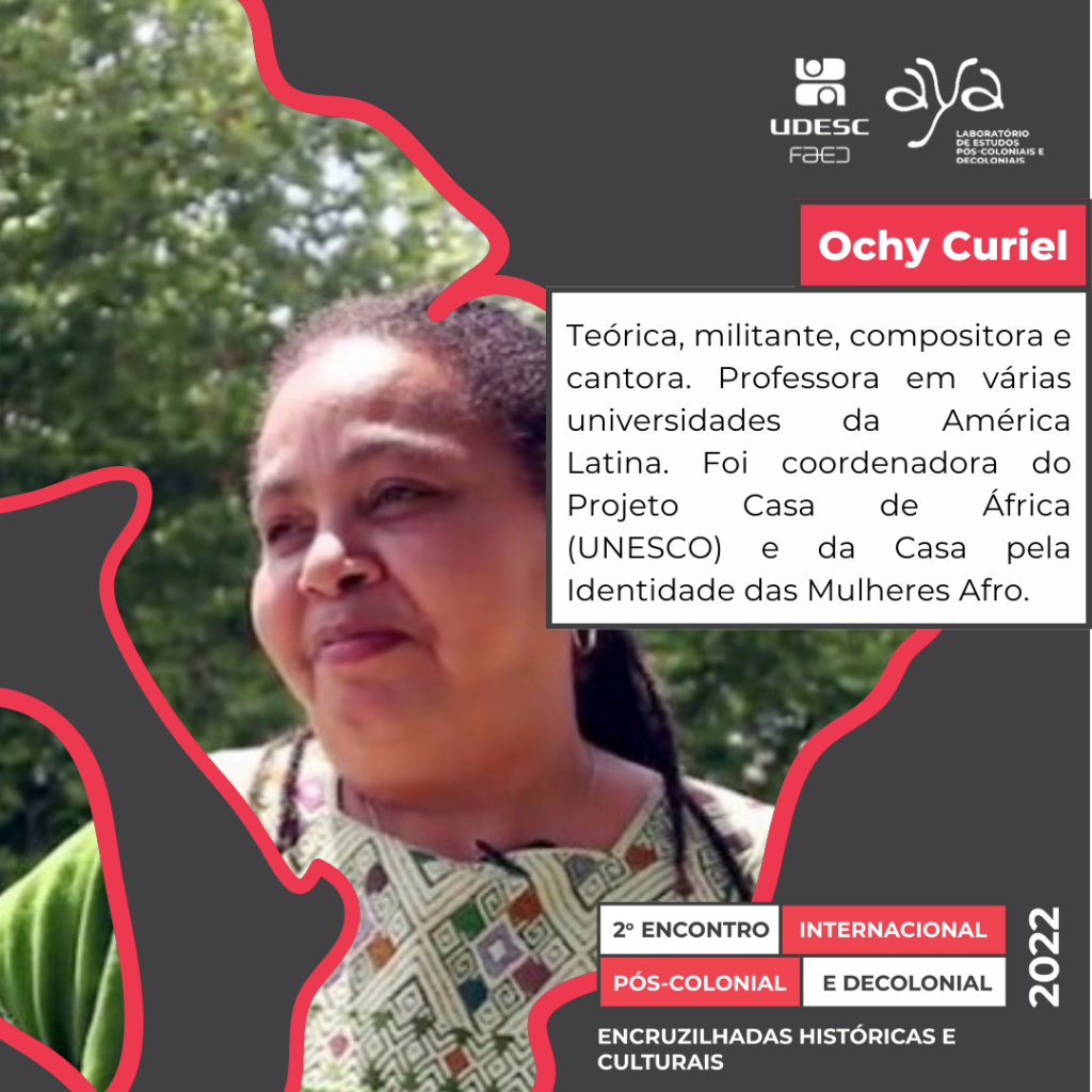 Ochy Curiel – Palestrante no 2° Encontro Internacional Pós-colonial e Decolonial